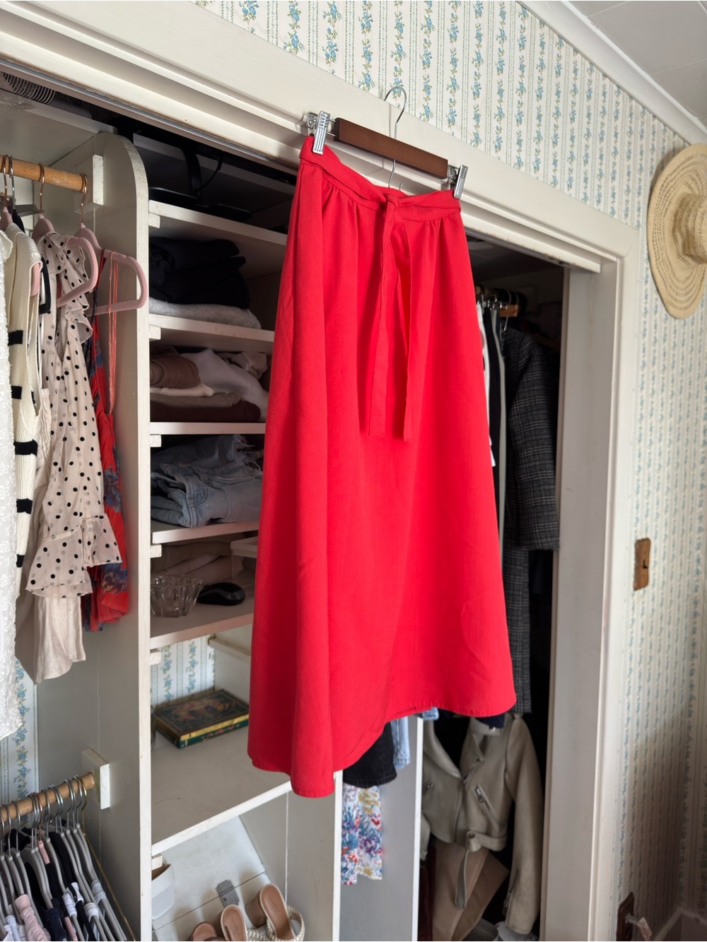 Vintage Wrap Midi Skirt